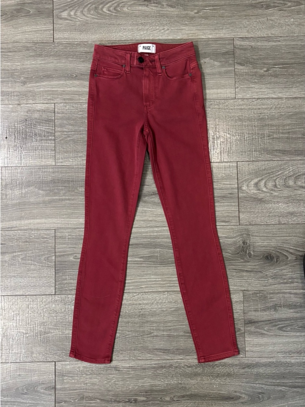 PAIGE Hoxton Ankle High Rise Skinny Jeans Red Size 23 NWT